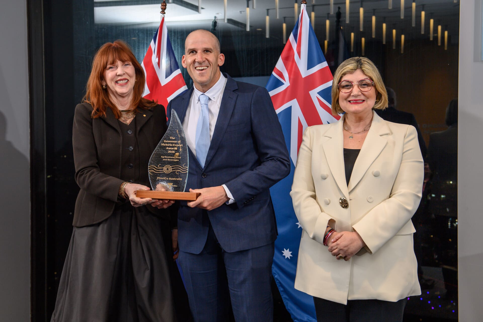ProviCo CEO Ben Anderson receiving the Agribusiness Exporter of the Year award